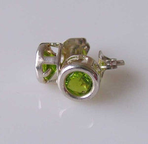 August! 5mm Created Green Peridot & 925 Sterling Silver Stud Earrings 10154H - PremiumBead Primary Image 1