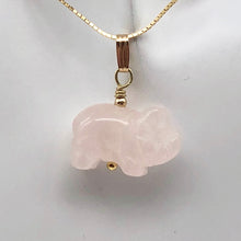 Load image into Gallery viewer, Rose Quartz Pig Pendant Necklace | Semi Precious Stone Jewelry | 14k Pendant
