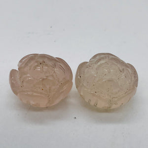 Bloomin' 2 Carved Flower Pink Chalcedony Rose Double Drilled Beads 10783