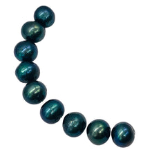 Load image into Gallery viewer, Fresh Water Pearls Round | 11-12 mm | Blue Peacock | 8 Bead
