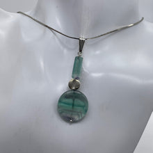 Load image into Gallery viewer, Fluorite Sterling Silver Striped Dangle Pendant | 2&quot; Long | Blue/Purple | 1 |
