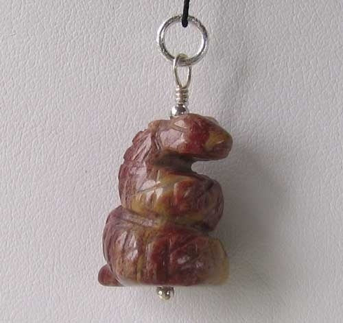 Ss! Brecciated Jasper Snake & Sterling Silver Pendant 509278JP - PremiumBead Primary Image 1