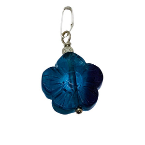 Custom Focal Fluorite Flower Sterling Silver Pendant | Blue Purple | 1" Long |