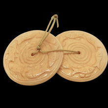 Load image into Gallery viewer, Pair of Carved Fish Coin Bone Donut Beads 36x5mm 10745
