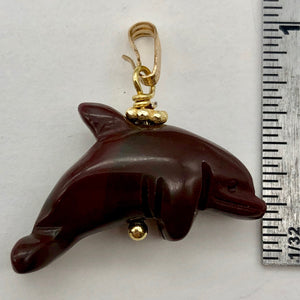 Jasper Dolphin Pendant Necklace | Semi Precious Stone Jewelry | 14k gf Pendant - PremiumBead Alternate Image 5