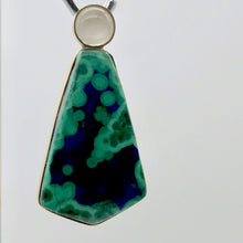 Load image into Gallery viewer, Natural Azurite Malachite 14K Gold Pendant with Moonstone - PremiumBead Alternate Image 11
