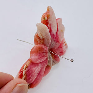 Peruvian Opal Flower Pendant | 65x45x7mm | Pink White | 1 Bead