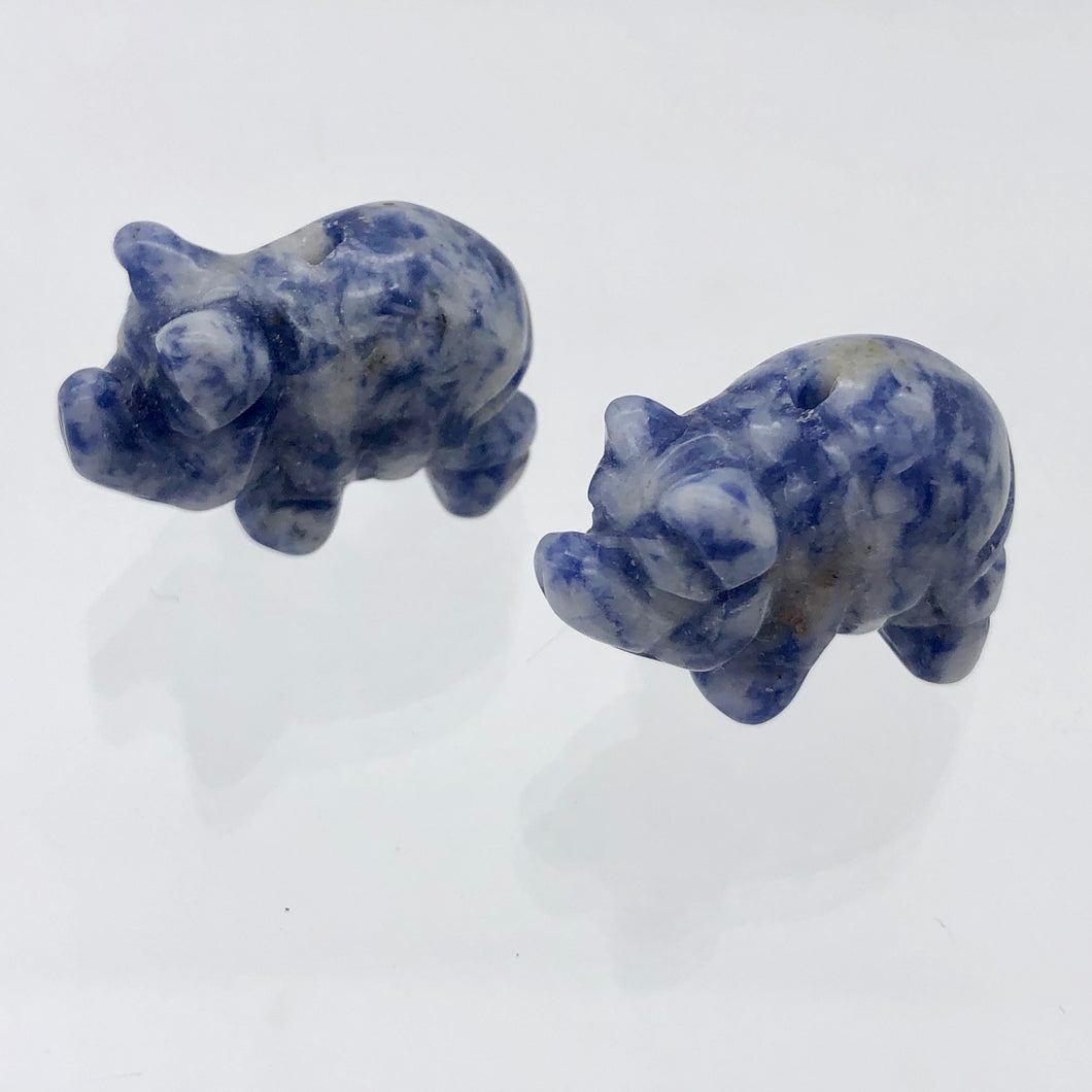 Oink 2 Carved Sodalite Pig Beads | 21x13x9.5mm | Blue - PremiumBead Primary Image 1