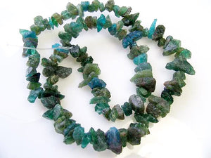 Raw Energy Natural Nuggety Teal Blue / Green Apatite Bead Strand 110504 - PremiumBead Primary Image 1