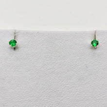 Load image into Gallery viewer, May! Round 3mm Created Green Emerald &amp; 925 Sterling Silver Stud Earrings 10146E - PremiumBead Alternate Image 5
