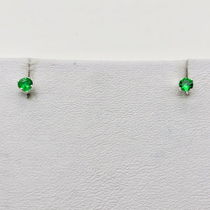 May! Round 3mm Created Green Emerald & 925 Sterling Silver Stud Earrings 10146E - PremiumBead Alternate Image 5