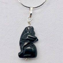 Load image into Gallery viewer, Howling Obsidian Wolf/Coyote Sterling Silverf Pendant | 1 7/16&quot; Long | Black | - PremiumBead Alternate Image 2
