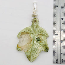 Load image into Gallery viewer, Ryolite Rain Tree Jasper Sterling Silver Leaf Pendant|2&quot; Long |Green | 1 Pendant
