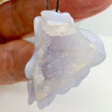 Load image into Gallery viewer, Blue Chalcedony Druzy Carved Flower Bead | 58.5 cts | 41x27mm | Blue | 1 bead | - PremiumBead Alternate Image 3
