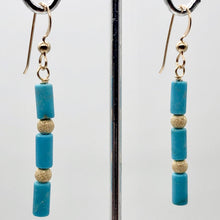 Load image into Gallery viewer, Charming Designer Natural Untreated Turquoise Earrings 14Kgf | 2 inch long | - PremiumBead Primary Image 1
