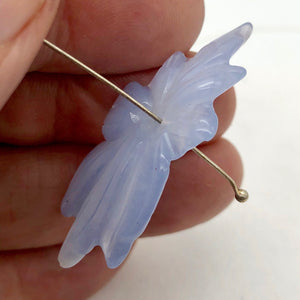 23.8cts Exquisitely Hand Carved Blue Chalcedony Flower Pendant Bead - PremiumBead Alternate Image 5