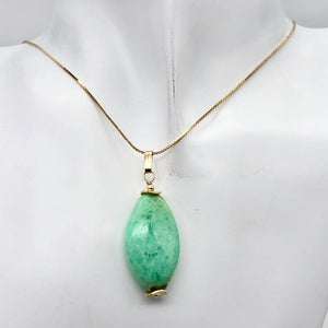 Glowing Green Marquis Cut Chrysoprase 14K Gold Filled Pendant | 1 5/8" Long|