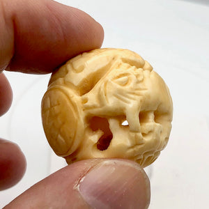 Carved Chinese Zodiac Year of the Pig Water Buffalo Bone Bead |30mm|Cream| 1 Bd| - PremiumBead Alternate Image 3