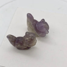 Load image into Gallery viewer, Just Nuts! 2 Amethyst Carved Squirrel Beads | 22x15x10mm | Purple
