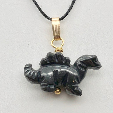 Black Hematite Dinosaur Pendant Stegosaurus and 14Kgf Pendant 509258HMG - PremiumBead Primary Image 1