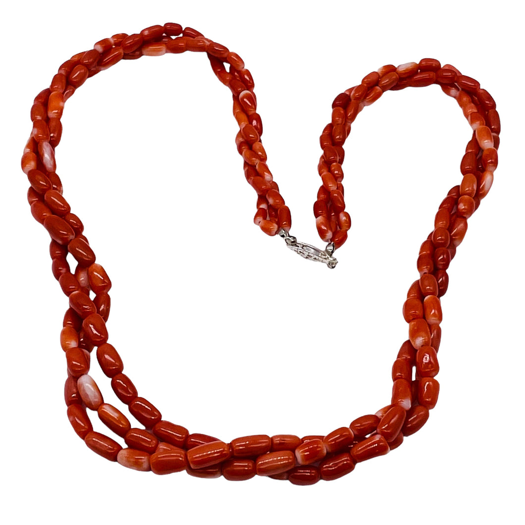 Coral Oval Graduated Bead Necklace | 20