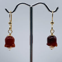 Load image into Gallery viewer, Carnelian Pearl 14K Gold Filled Earrings | 1 1/8&quot; Long | Red /White | 1 Pair |
