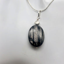 Load image into Gallery viewer, Hypersthene Sterling Silver Pendant |1 3/4 inch long | Silver-black | Oval | - PremiumBead Alternate Image 4
