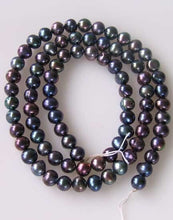Load image into Gallery viewer, Near Round Blue Peacock 6-5mm FW Pearl Strand 109941 - PremiumBead Primary Image 1
