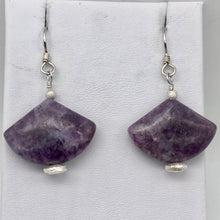 Load image into Gallery viewer, Natural Lepidolite Sterling Silver Earrings | 1 3/4&quot; Long | Purple | Fan cut | - PremiumBead Alternate Image 6
