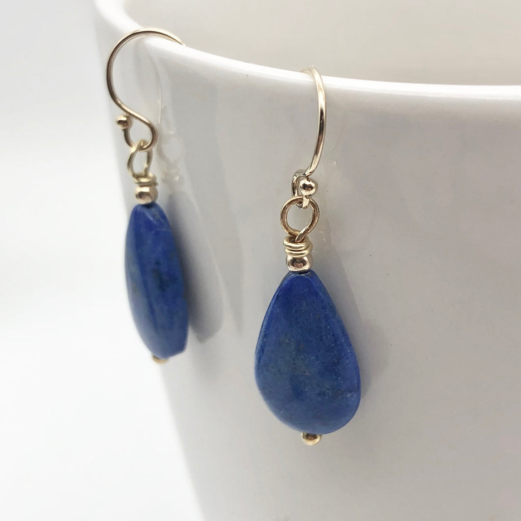 Blue Lapis Lazuli Earrings | 14k Gold Earrings | Handmade Jewelry - PremiumBead Primary Image 1