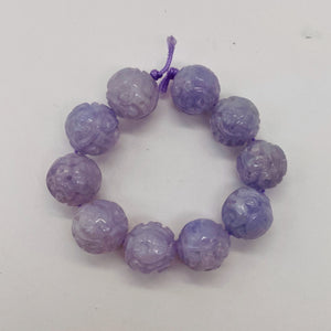 Jade AAA Carved Round Bead | 12mm | Lavender | 1 Bead