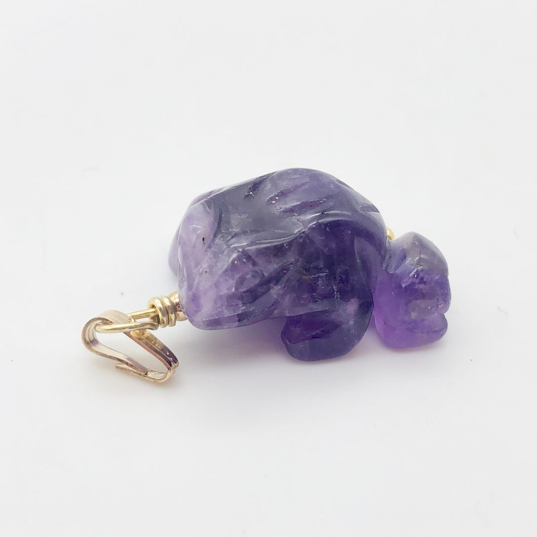 Amethyst Frog Pendant Necklace | Semi Precious Stone Jewelry | 14k Pendant - PremiumBead Primary Image 1