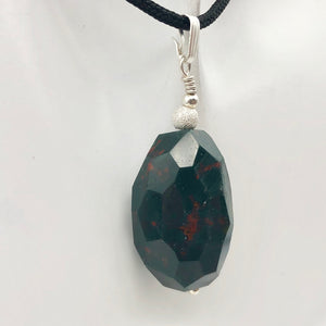 Hand Made Bloodstone Focal Pendant with Sterling Silver Findings | 1 3/4" Long - PremiumBead Primary Image 1