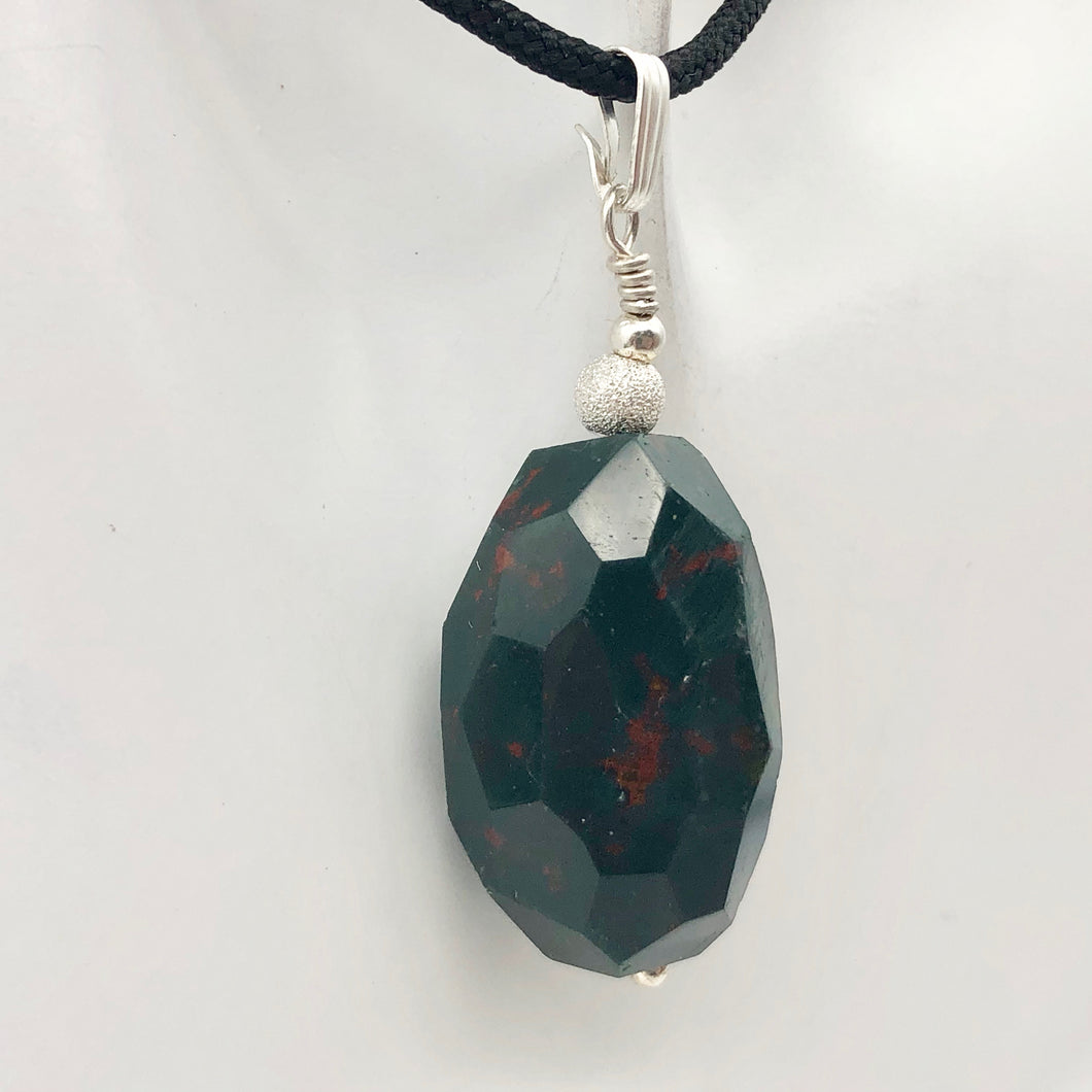 Hand Made Bloodstone Focal Pendant with Sterling Silver Findings | 1 3/4