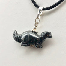 Load image into Gallery viewer, Hematite Diplodocus Dinosaur with Sterling Silver Pendant 509259HMS | 25x11.5x7.5mm (Diplodocus), 5.5mm (Bail Opening), 7/8&quot; (Long) | Grey - PremiumBead Alternate Image 9
