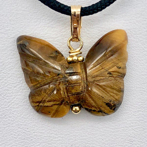 Tiger Eye Butterfly Pendant Necklace|Semi Precious Stone Jewelry |14k gf Pendant - PremiumBead Primary Image 1