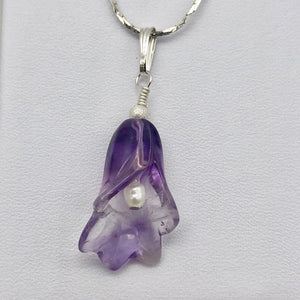 Lily! Natural Hand Carved Amethyst Flower Sterling Silver Pendant - PremiumBead Alternate Image 6