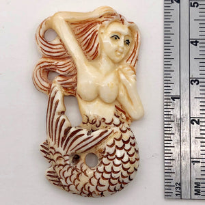 Splash Hand Carved Mermaid Centerpiece Bead | 42x26x5mm | - PremiumBead Alternate Image 4