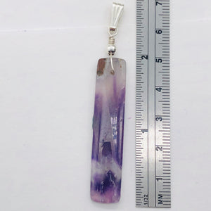 Chevron Amethyst Sterling Silver Rectangle | 3" Long | Purple/White | 1 Pendant|