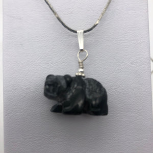 Adorable! Carved Onyx Panda Bear Silver Pendant | 19x14x10mm (Panda) 4mm (Bail Opening) | Black - PremiumBead Alternate Image 8