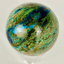 Load image into Gallery viewer, Azurite Malachite Chrysoprase Scry Round Sphere | 45mm | Green/Blue/Brown | 1 |
