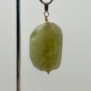 Kunzite Hiddenite 14K Gold Filled Crystal Pendant| 1 1/2" Long|Green | 1 Pendant