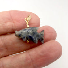 Load image into Gallery viewer, Sodalite Koi Fish Pendant Necklace | Semi Precious Stone Jewelry | 14k Pendant
