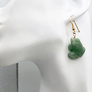 Aventurine Frog 14k Gold Filled Earrings| Semi Precious Stone Jewelry | 1 1/2" |