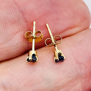 Sapphire 14K Gold 3mm Stud Round Earrings | 3mm | Blue | 1 Pair |