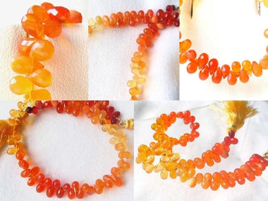 45.5cts Untreated 7-5mm Mexican Fire Opal 9 inch Briolette Bead Strand 108760 - PremiumBead Primary Image 1