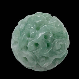 Jade AAA Carved Round Bead | 16mm | Green | 1 Bead |