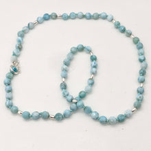 Load image into Gallery viewer, Larimar Faceted Round Bead Sterling Silver Necklace | 21&quot; Long | Blue |
