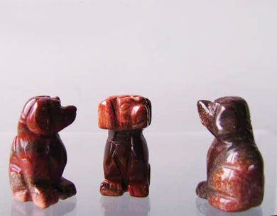 Faithful 2 Brecciated Jasper Hand Carved Dog Beads | 22x15x15mm | Red - PremiumBead Primary Image 1