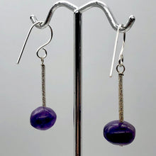 Load image into Gallery viewer, Amethyst Roundel Bead Sterling Silver Drop/Dangle Earrings| 2.5&quot; Long | Purple |
